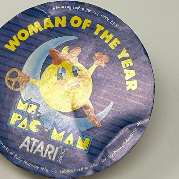 Vintage 80s Atari 2600 Ms Pac Man Paper Sticker 1982 Woman of the Year Pacman - Picture 4 of 6